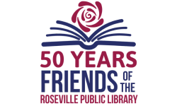 50 Years Friends of the Roseville Public Library logo